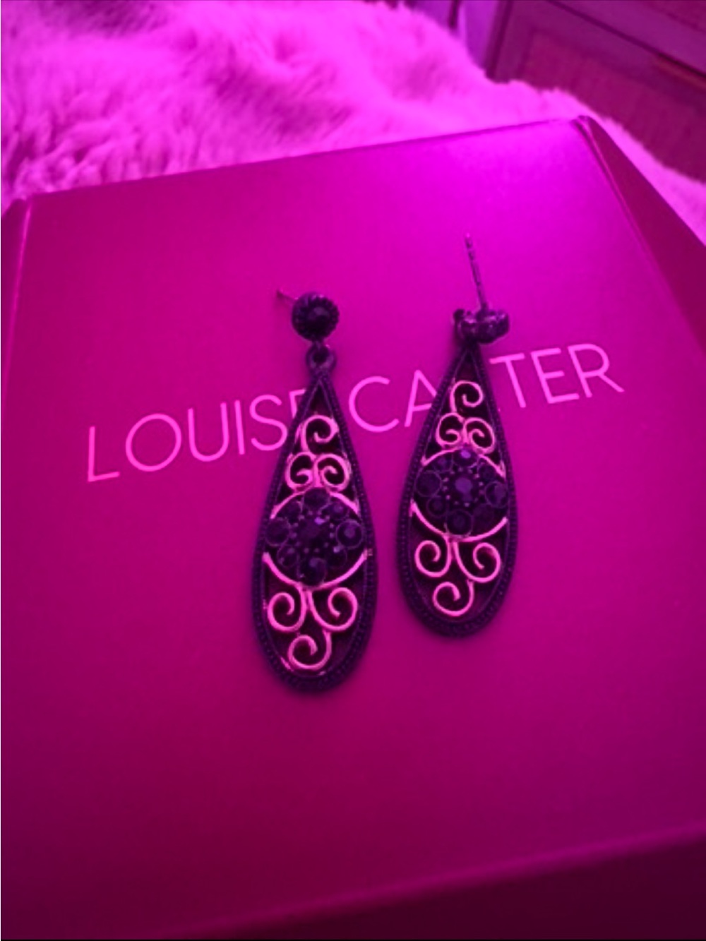 Black Filigree Teardrop Earrings